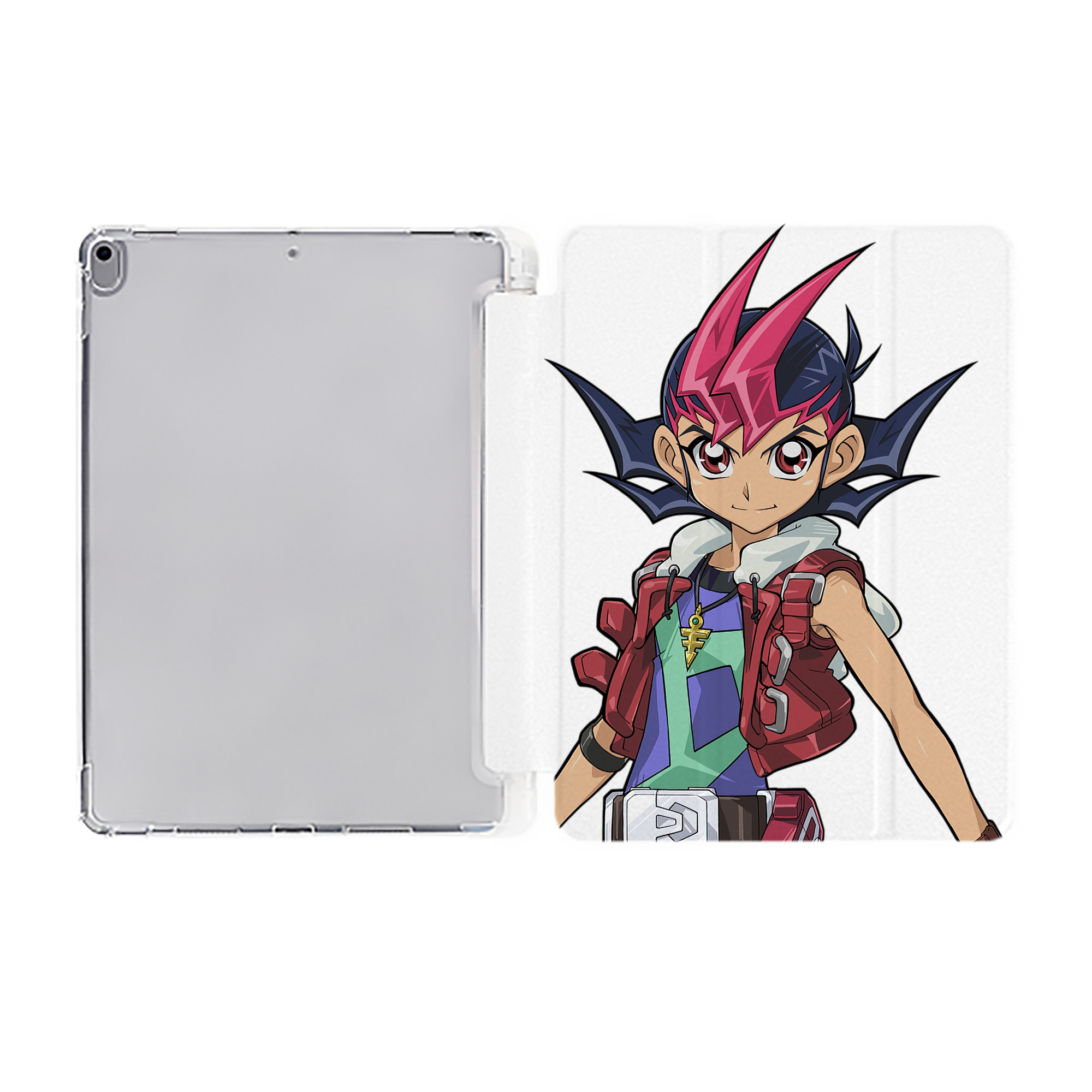 （画像用） 遊☆戯☆王 Yu-Gi-Oh! IPad ケース ペン収納付き 三つ折りスタンド PUレザー×シリコン 対応機種9.5/10.5/10.9インチ